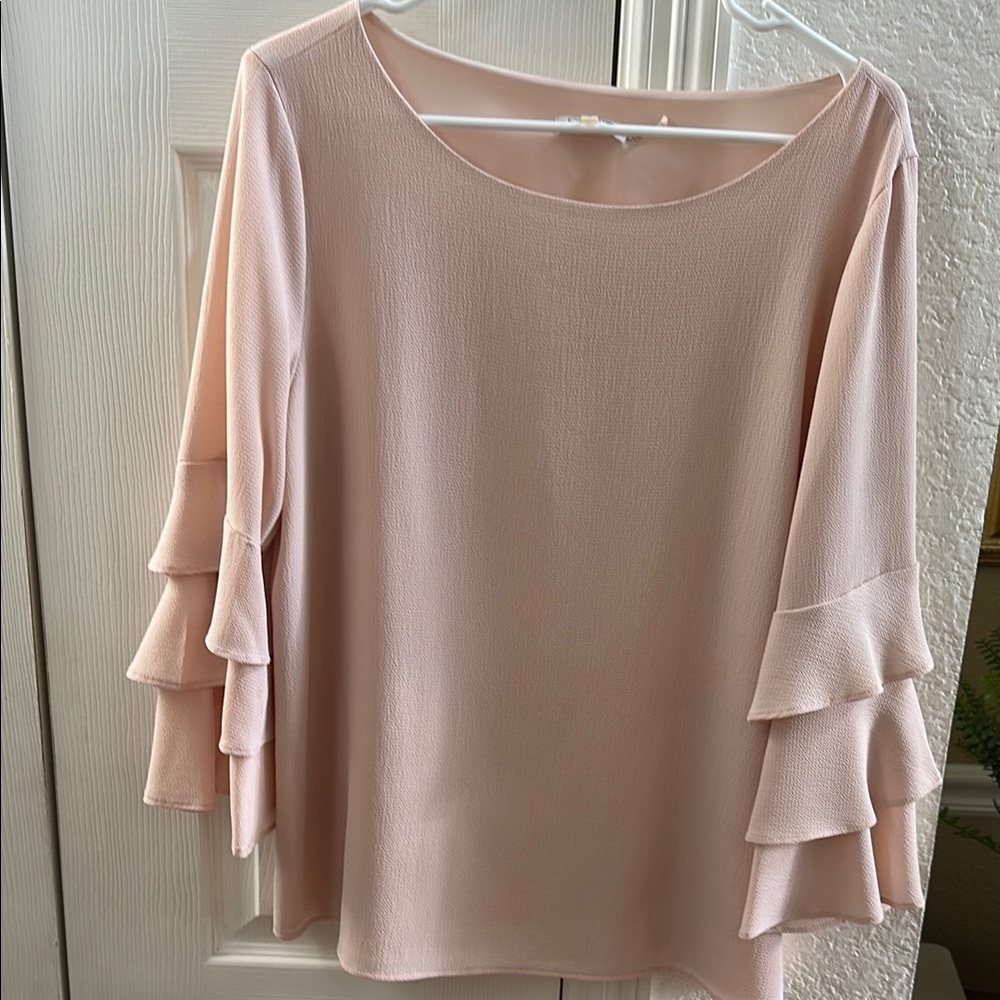 Calvin Klein Pink Boxy Ruffled Blouse
